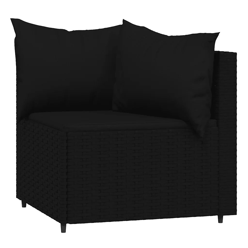 Set Divani da Giardino 3 pz con Cuscini Nero in Polyrattan 319791