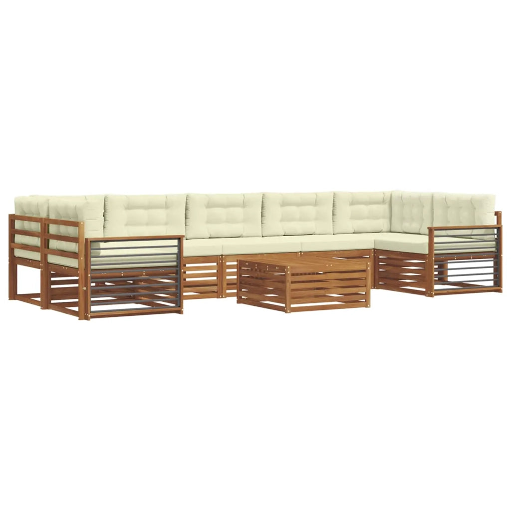 Set di divani da esterno con cuscino 8 pcs Naturale e Crema