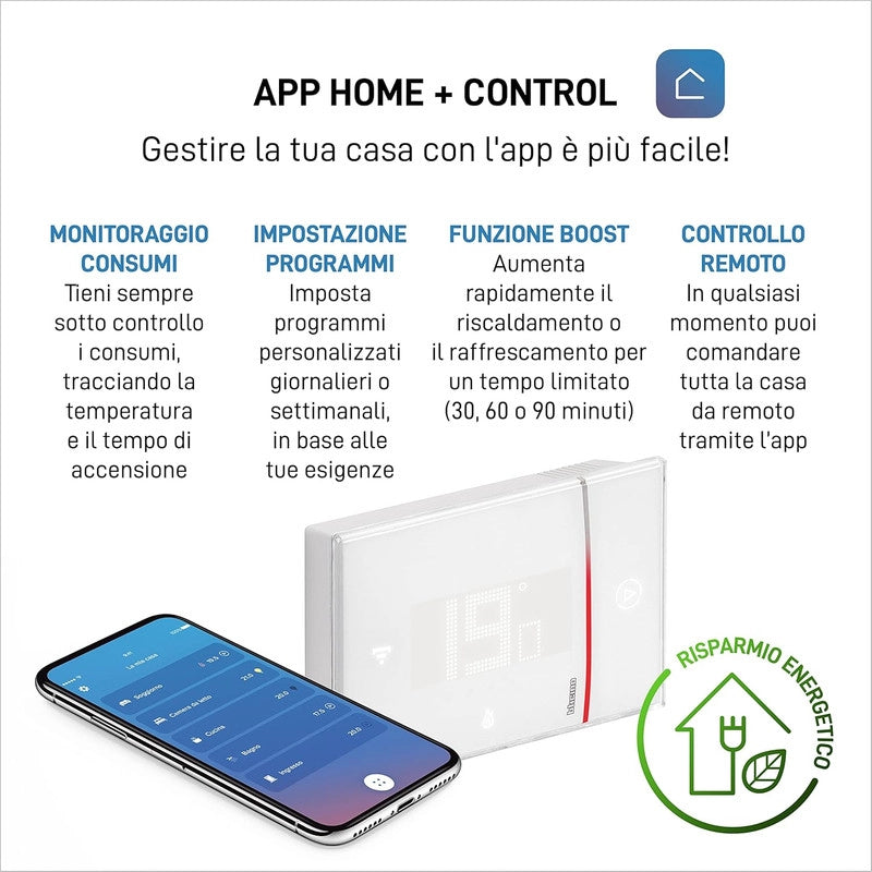 Bticino SXW8002WR TERMOSTATO WIFI DIGITALE Smarther2. Termostato a parete. Programmabile. Comando da App. Alexa e Google. Bianco. prodotto ricondizionato