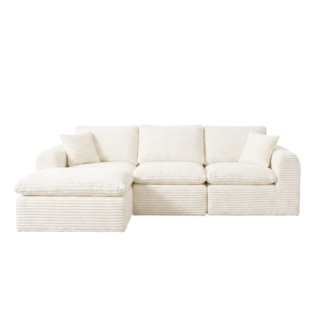 Divano modulare 3 in 1 configurabile in schiuma e molle beige
