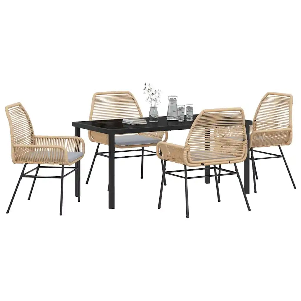 Set da Pranzo per Giardino con cuscino 5 pcs Marrone polyrattan 3380879