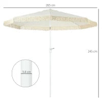 Ombrellone da Giardino a Manovella Inclinabile e Palo a 2 Sezioni, Poliestere e Metallo, 2.6x2.4 m, Bianco