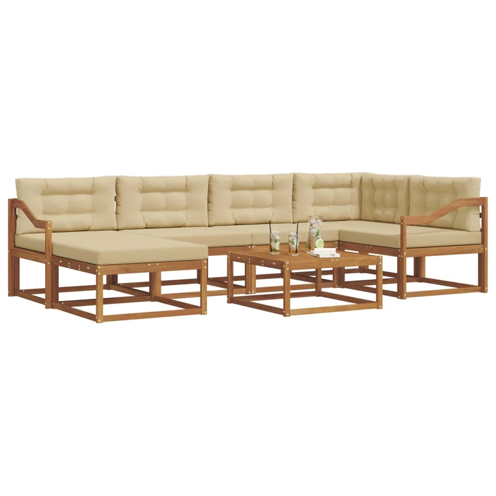 Set di divani da esterno con cuscino 7 pcs Naturale e Beige