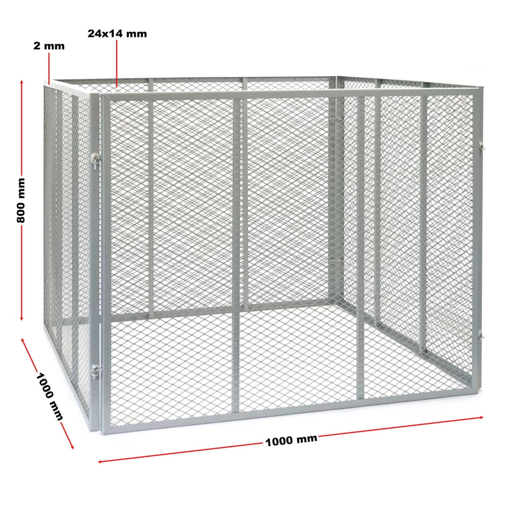 Compostiera 100x100x80cm per 800 litri di compost con griglie di metallo per il compostaggio aperto