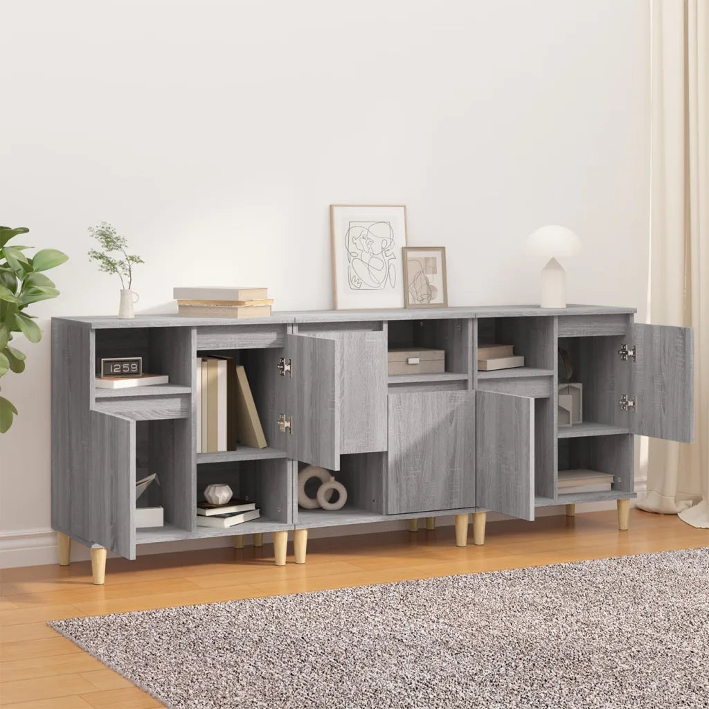 vidaXL Credenze 3pz Grigio Sonoma 60x35x70 cm in Legno Multistrato