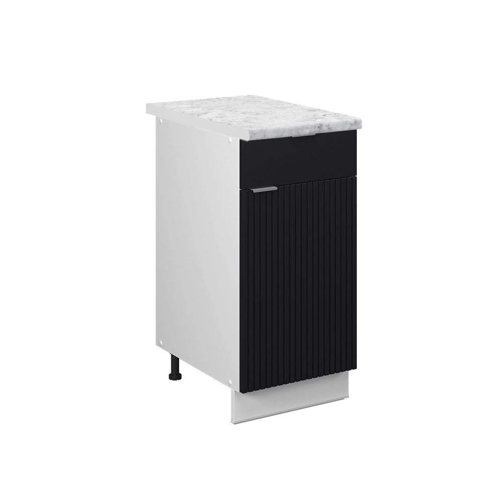 Mobiletto base per cucina Fame-Line Nero rigato/Bianco 40 cm, PL Marmo Vicco