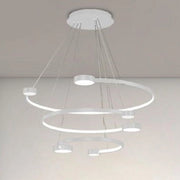 Trade Shop - Lampadario A Sospensione Led 65w 3 Semi Cerchi Con Telecomando Design Moderno Bianco 71378 -