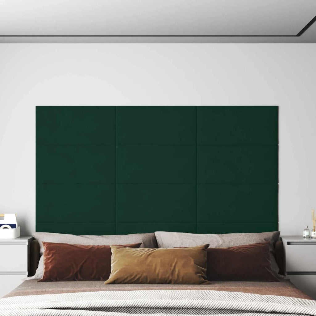 Testiera da Parete 12 pcs Verde Scuro 60 x 30 cm Velluto 4008353