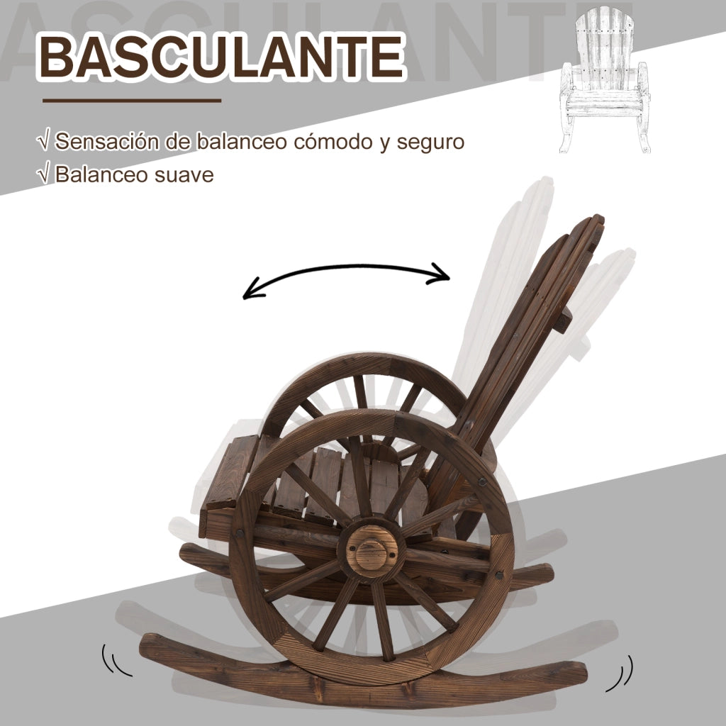 Poltrona a dondolo in legno massello ¨C Xylo ¨C Esterno giardino terrazza 88x68x92 cm legno anticato