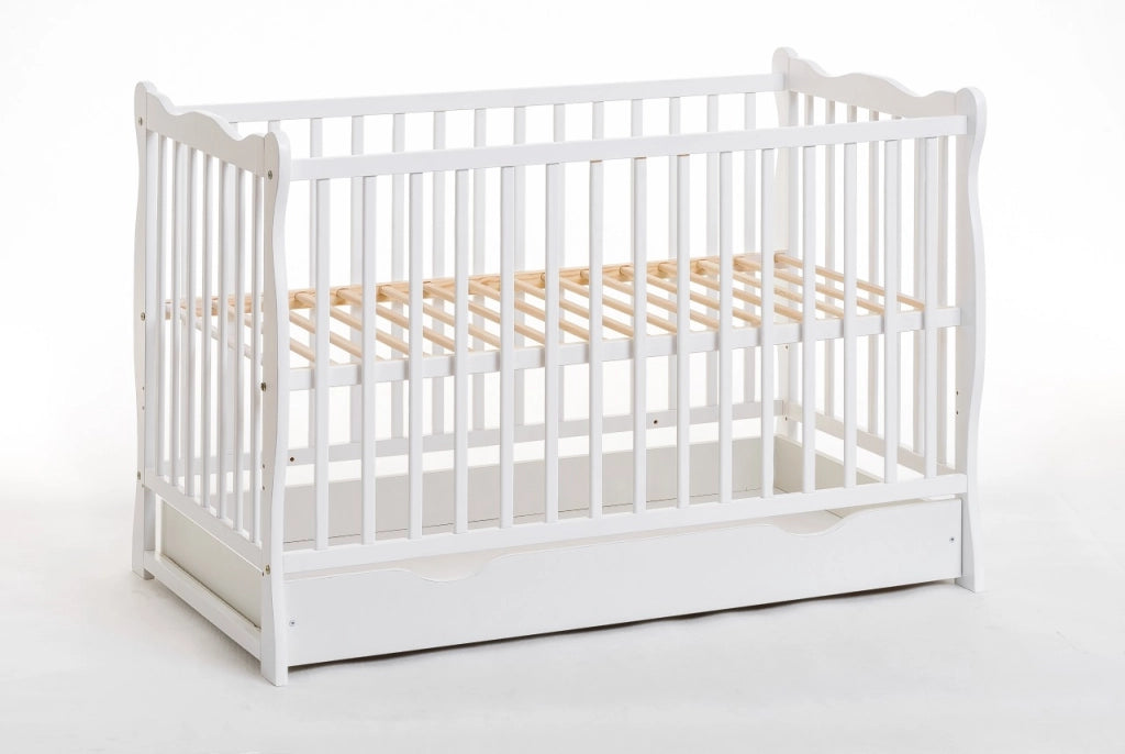 Letto culla con cassettone 124x82x71 Cm in legno di pino Ala colore Bianco