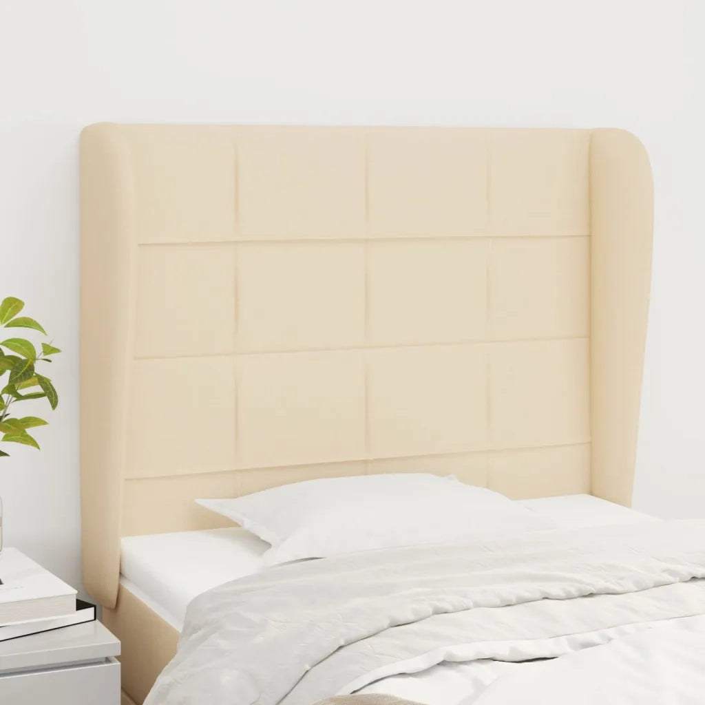 Testiera ad Orecchio Crema 103x23x118/128 cm in Tessuto 3117951