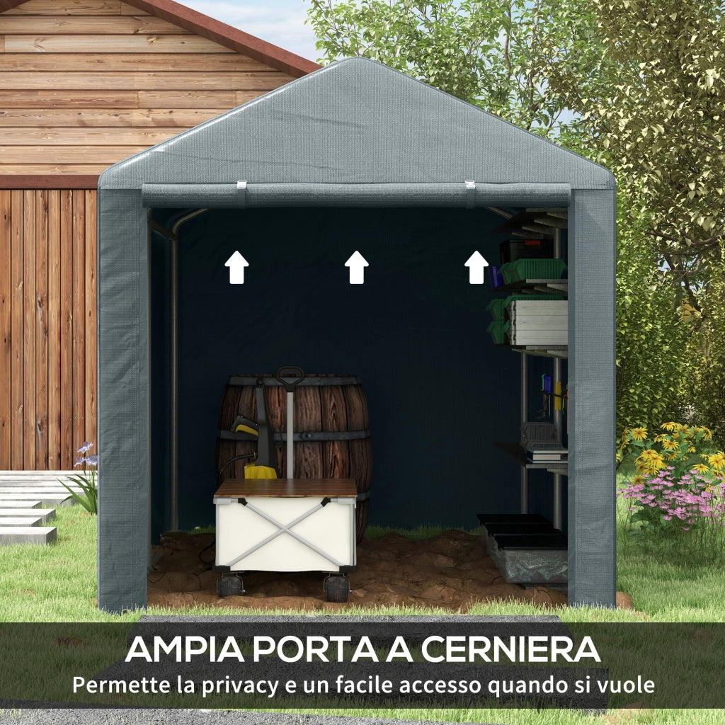 Capanno per Attrezzi e Tenda Garage ¨C zephmum ¨C Grigio Scuro 1.6x2m