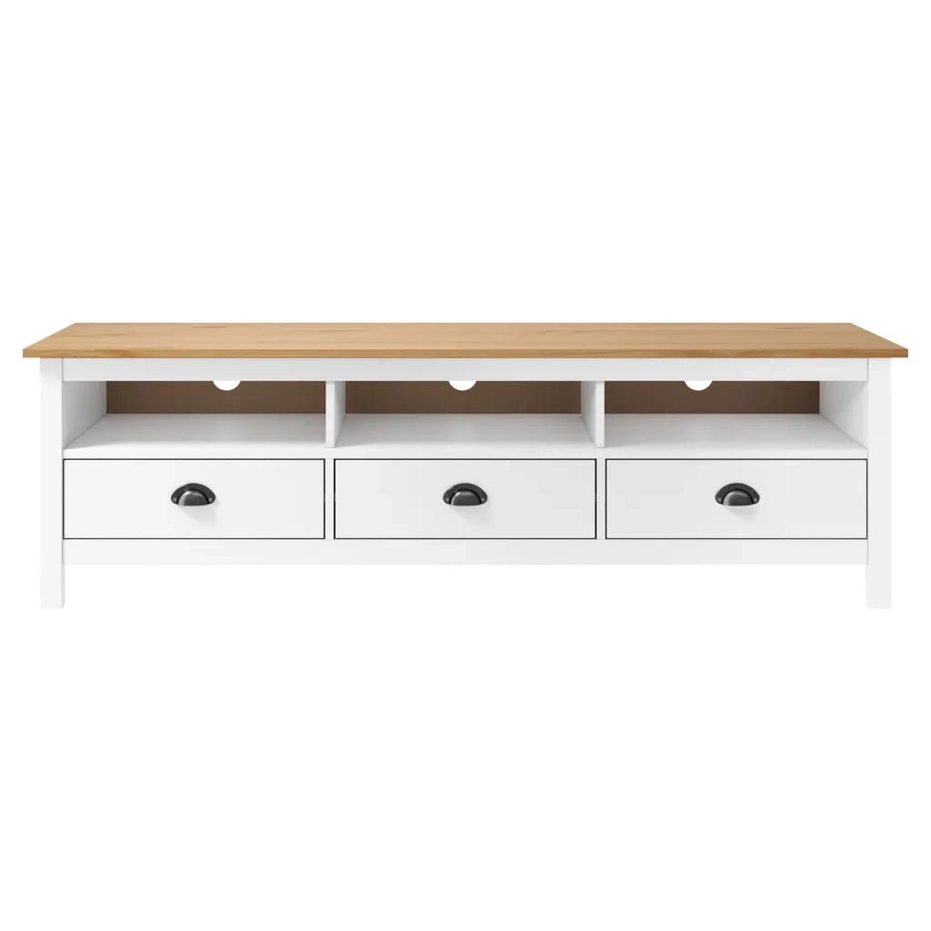 Mobile Porta TV Hill Bianco 158x40x47 cm in Legno di Pino 288930