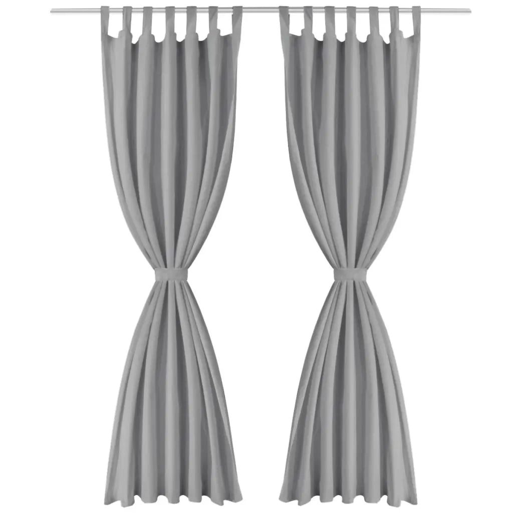 2 Pz Tende in Micro Raso con Passanti 140x225 cm Grigie 132214