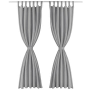 2 Pz Tende in Micro Raso con Passanti 140x225 cm Grigie 132214