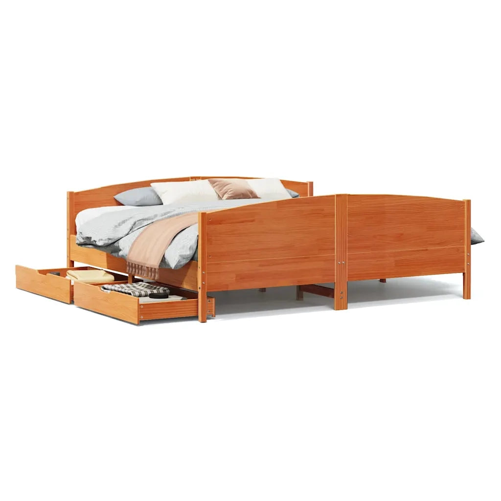 Letto senza Materasso-Struttura Letto Marrone Cera 180x200 cm in Legno di Pino 902373