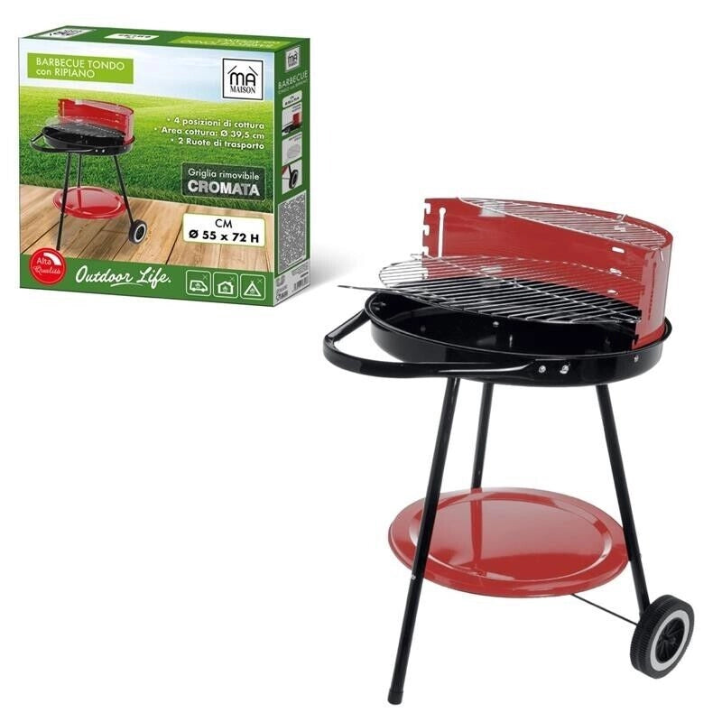 MAURY'S SET BARBECUE TONDO 4 POSIZIONI 55X75H CM + VENTAGLIO ASSORTITO DA 32 CM + GRILL SET 3 UTENSILI 43 CM