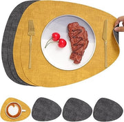 Set di 4 placemats e sottopanchine a forma triangolare, impermeabili, antiscivolo e termoresistente, lavabili