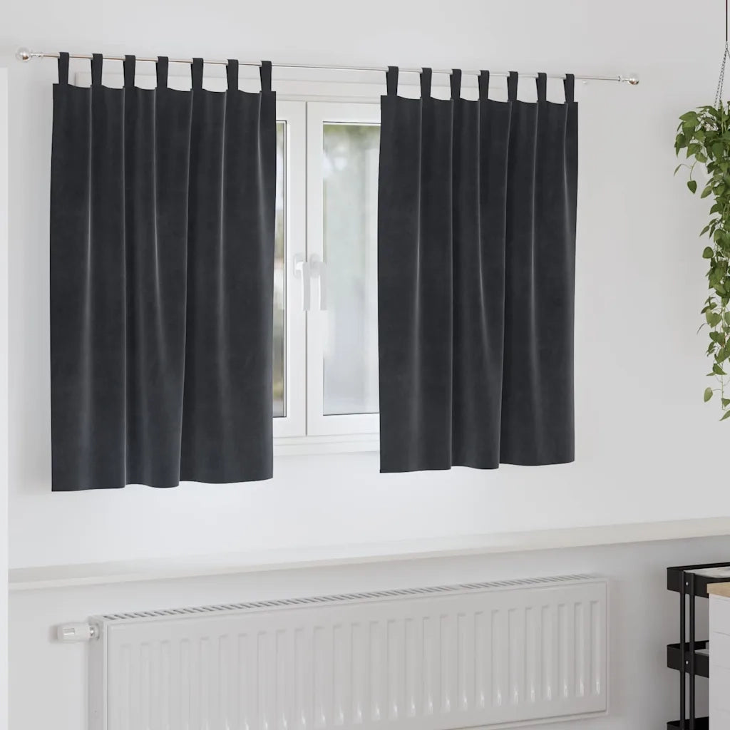 Tende Oscuranti | Tende Blackout 2 pz Grigio scuro 140 x 140 cm Velluto