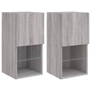 Mobile TV multimediale scaffale TV credenza mobile TV per sala da pranzo soggiorno camera da letto con luci LED 2 pezzi Sonoma 30,5 x 30 x 60 cm grigio 02_0028882