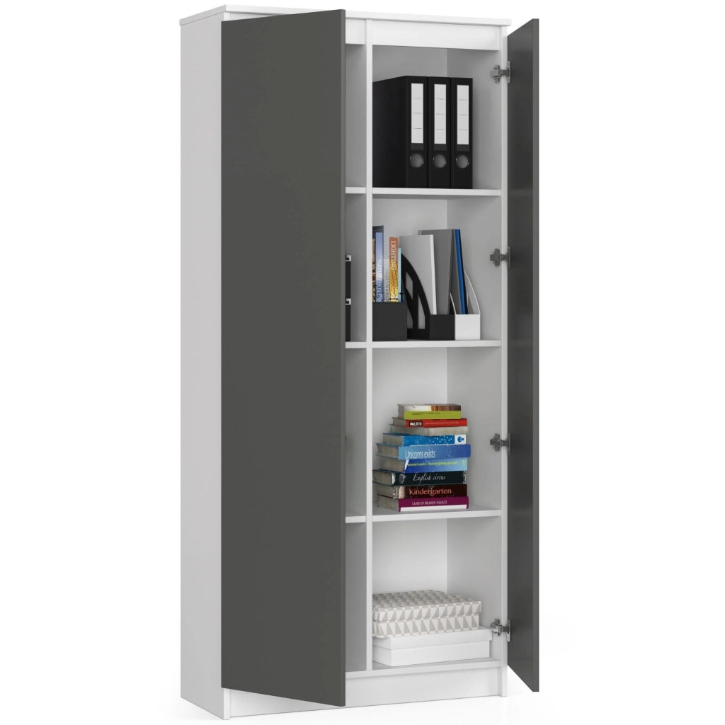 Armadio da ufficio AKORD R80 Bianca 80 cm 2 ante inserto frontale Grigio Grafite 80x35x180 cm