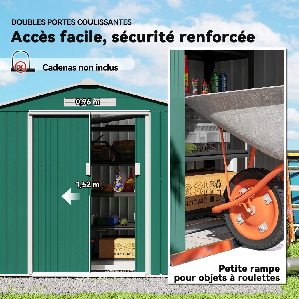 Casetta da Giardino ¨C zephmum ¨C Verde Acciaio 213x130x185 cm