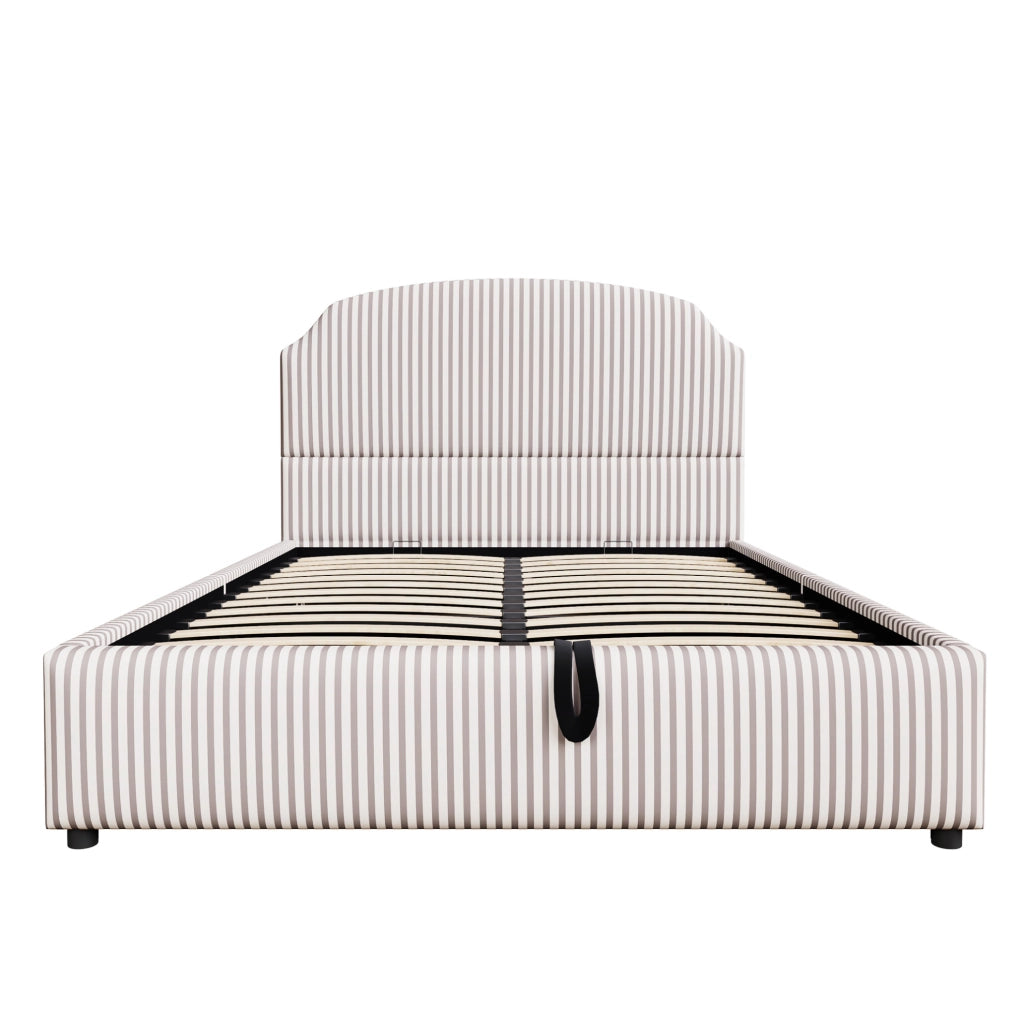 Letto imbottito 140x200 cm con contenitore e testiera ampia in tessuto