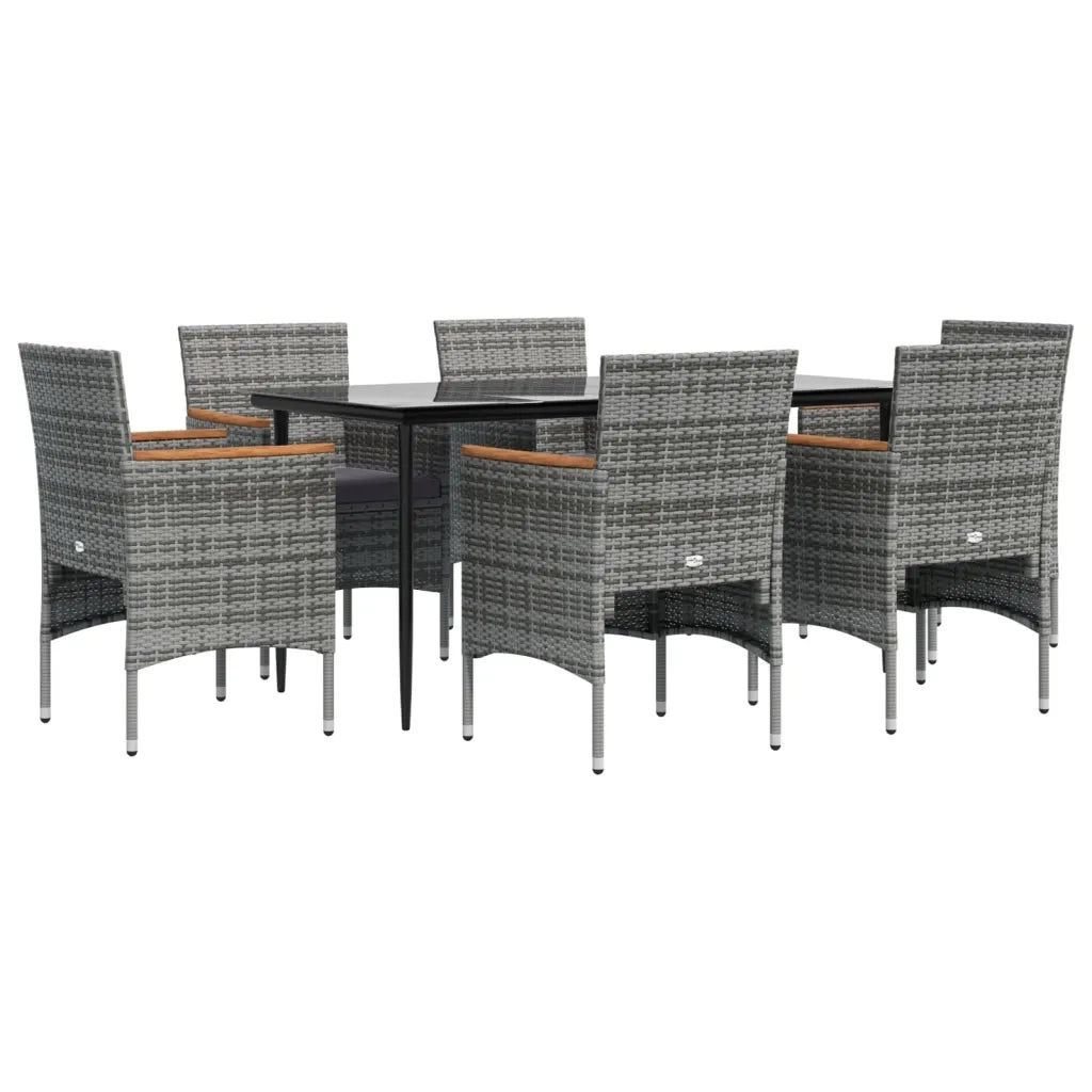 Set da Pranzo da Giardino 7 pz con Cuscini Grigio e Nero cod mxl 35863