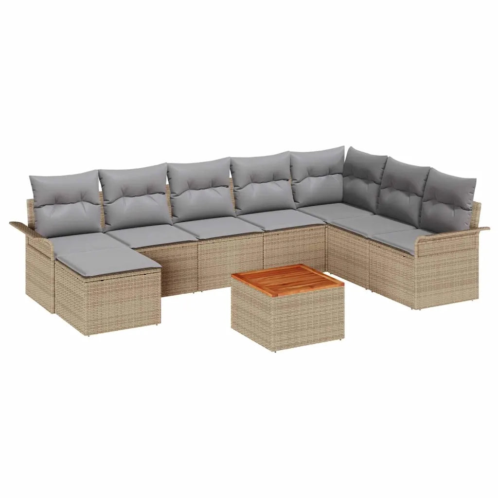 Set Divano da Giardino 9 pcs Beige e Grigio Chiaro polyrattan 3356033