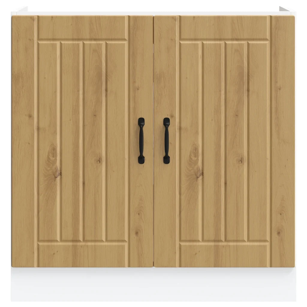 Mobile Base Lavello Lucca Rovere Artigianale Legno Multistrato 853696