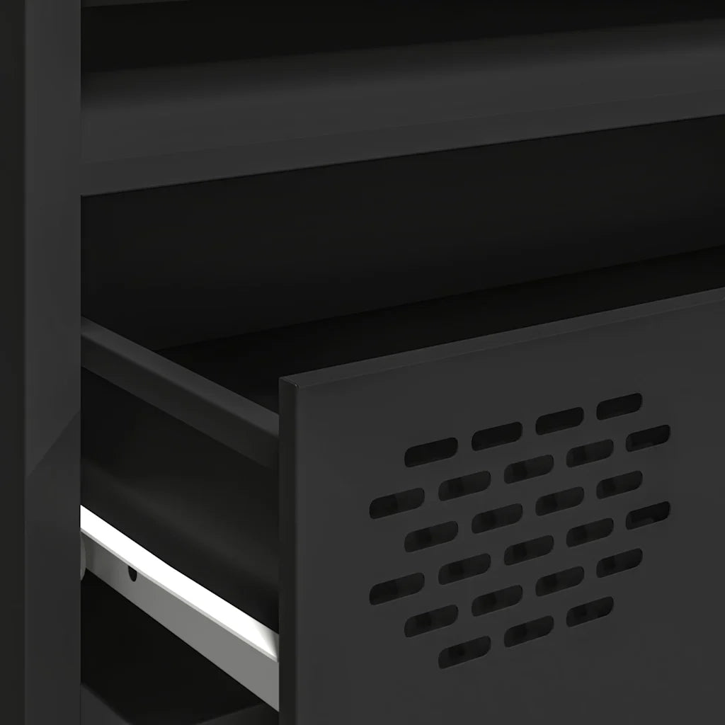 Mobile TV Nero 202x39x43,5 cm in Acciaio Laminato a Freddo 3307155