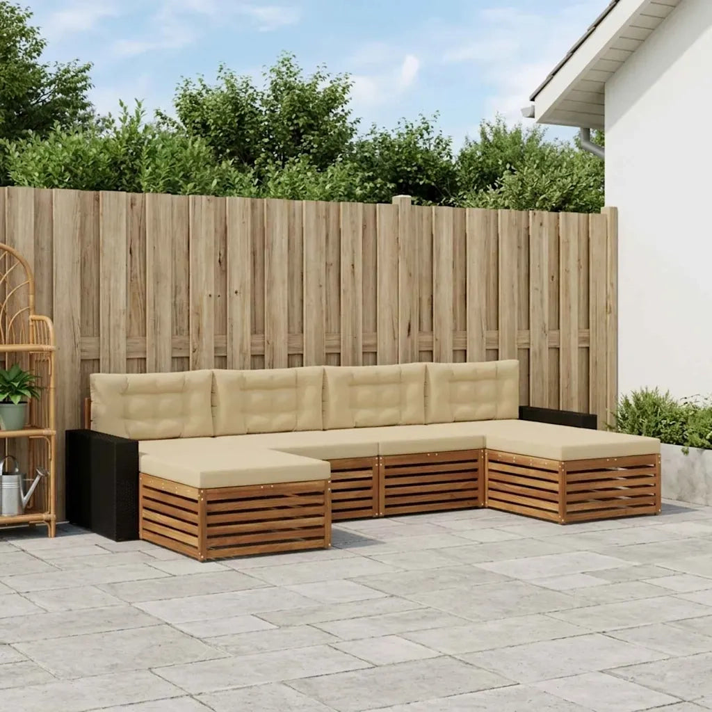 Set divani con cuscino 6 pcs Legno di Acacia Massello