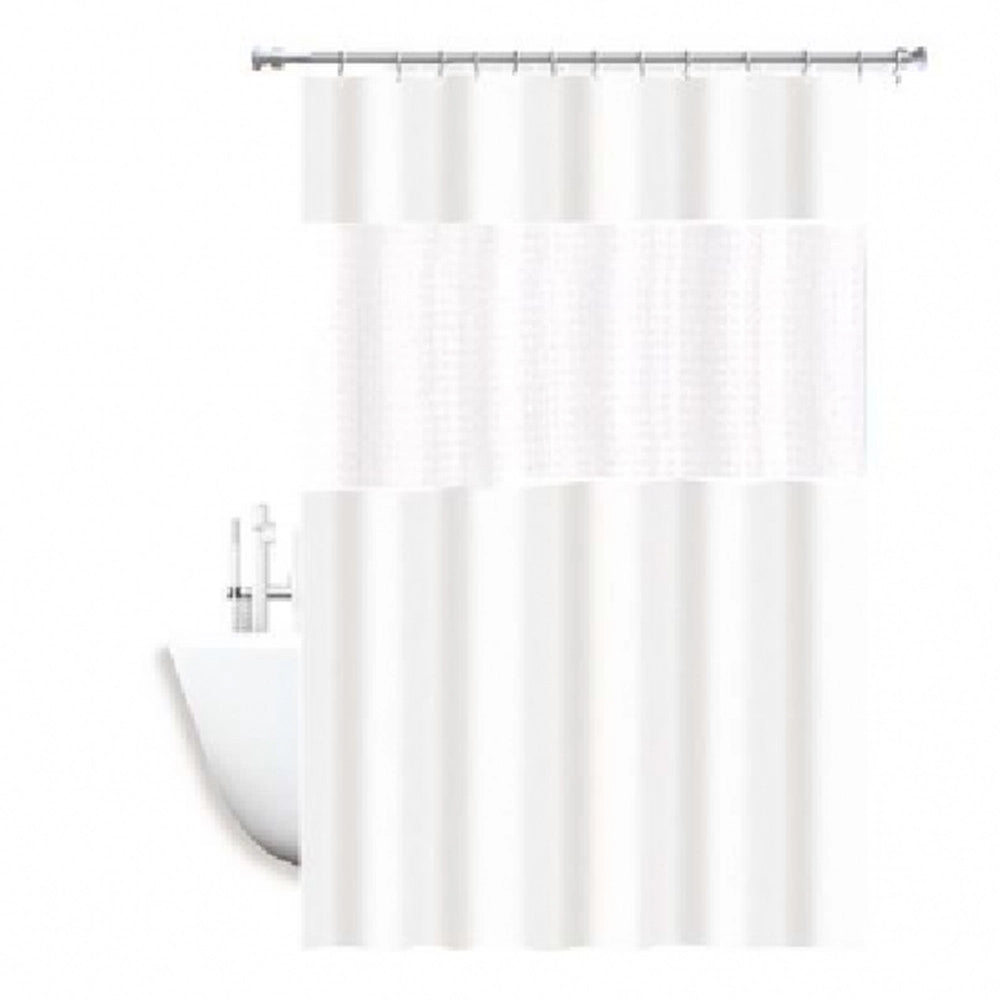 Trade Shop - Tenda Doccia Vasca Impermeabile Antimuffa Bianco 3d 180 X 220 Cm Giuntura 52134 -