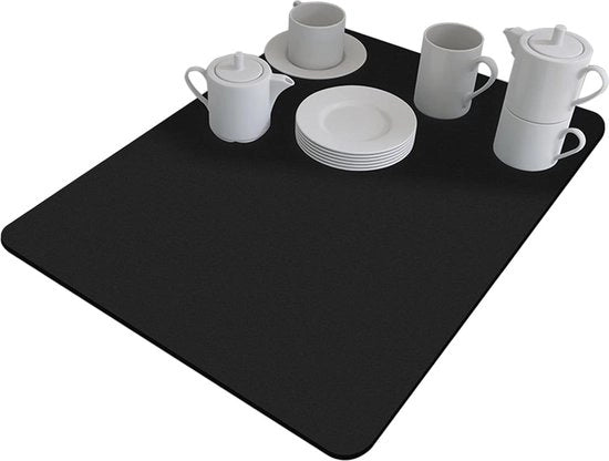 Mat di asciugatura per piatti 30x40 cm - mat di asciugatura per caffè rapido - mat di asciugatura assorbente - protezione antiscivolo per piano di lavoro - supporto per l'acqua di cucina - modello nero