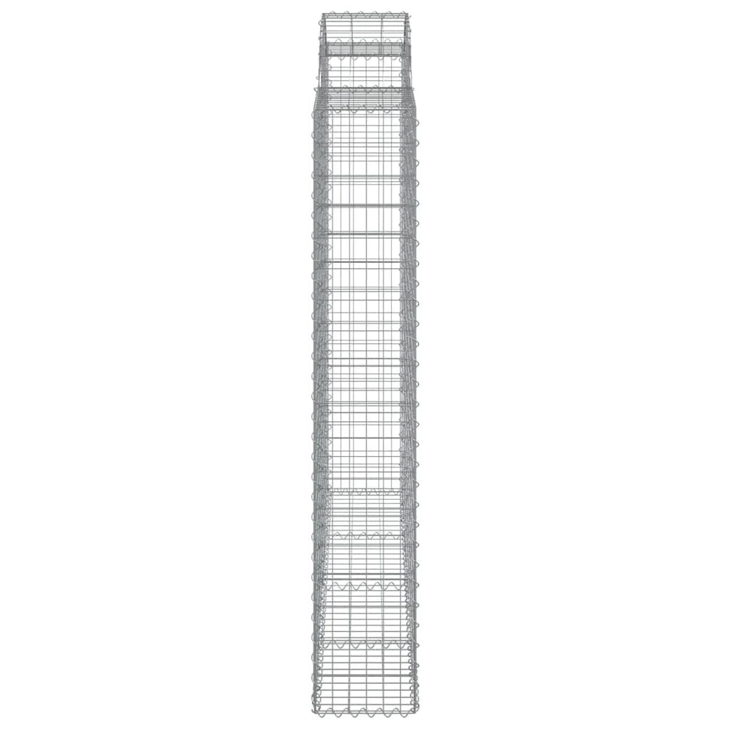 Cestini gabbioni recinzione a gabbia muro di contenimento ad arco 3 pezzi 200 x 50 x 180/200 cm ferro zincato argento 02_0040752