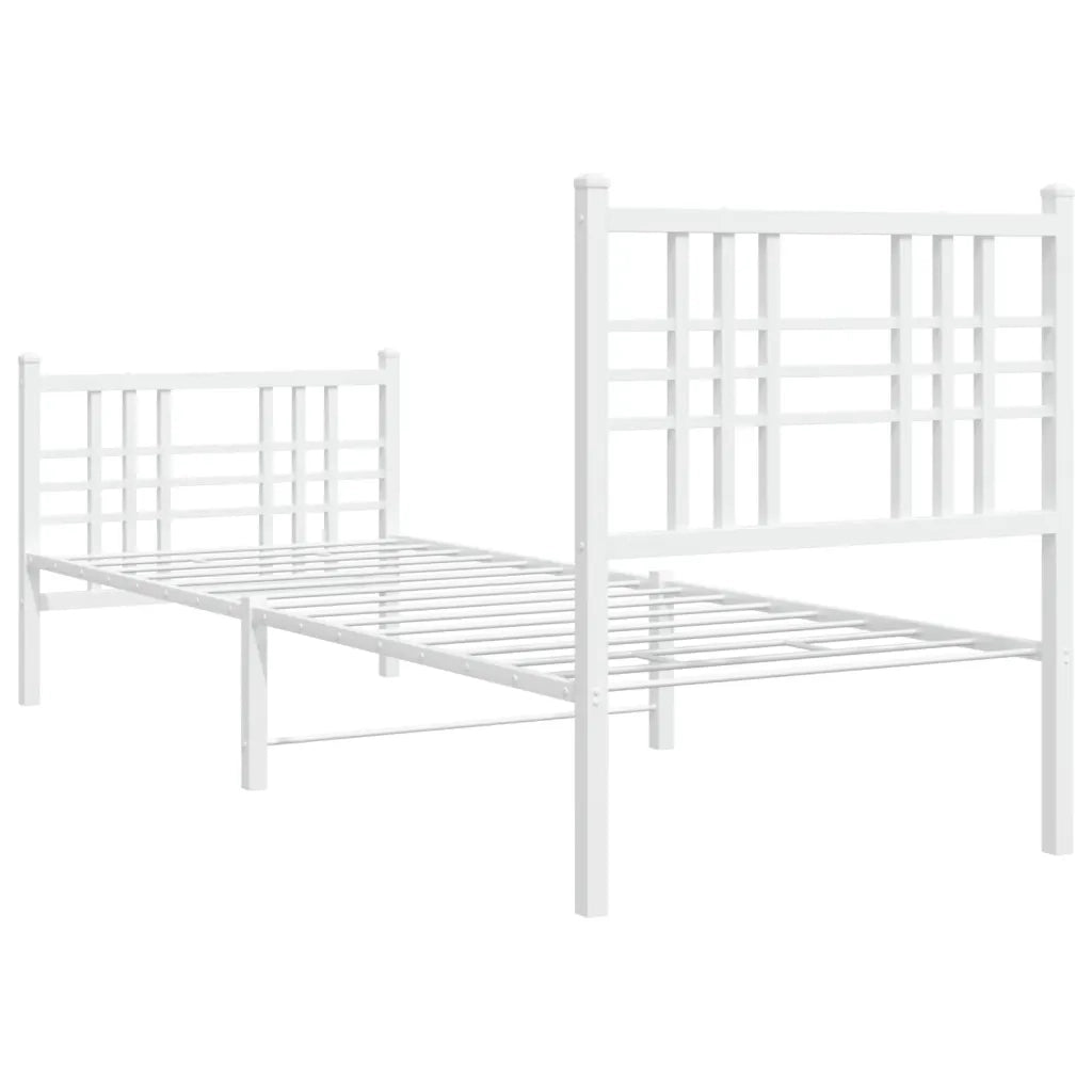 Giroletto con Testiera e Pediera-Struttura Letto Metallo Bianco 80x200 cm 898655