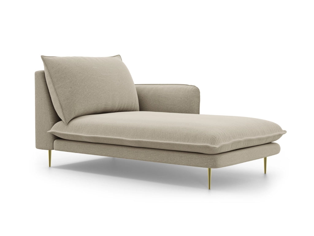 Cosmopolitan Design - Chaise longue destra "Vienna" in tessuto strutturato beige 