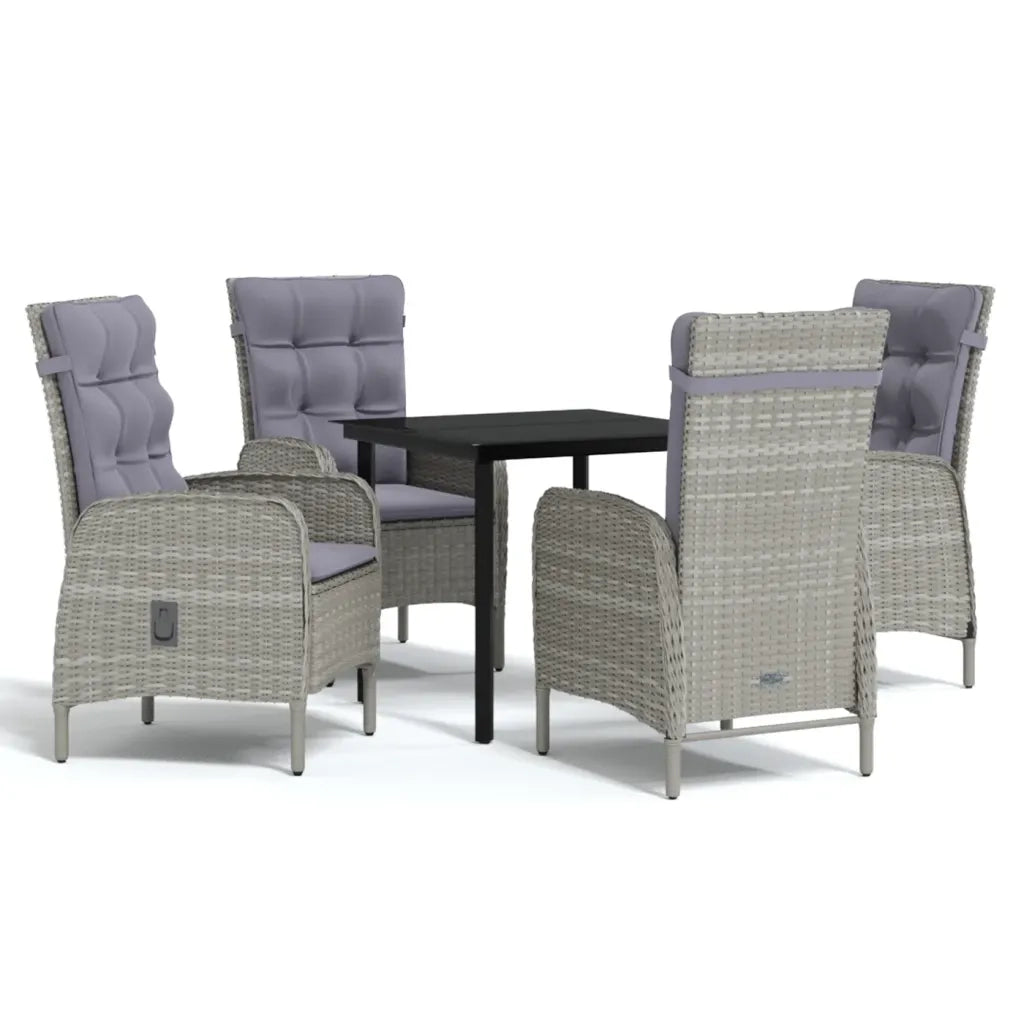 Set da Pranzo da Giardino 5 pz con Cuscini Grigio e Nero cod mxl 51989