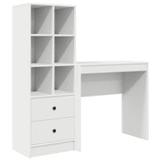 Scrivania | Tavolo da Ufficio con cassetto con lo scaffale 2 pz Bianco