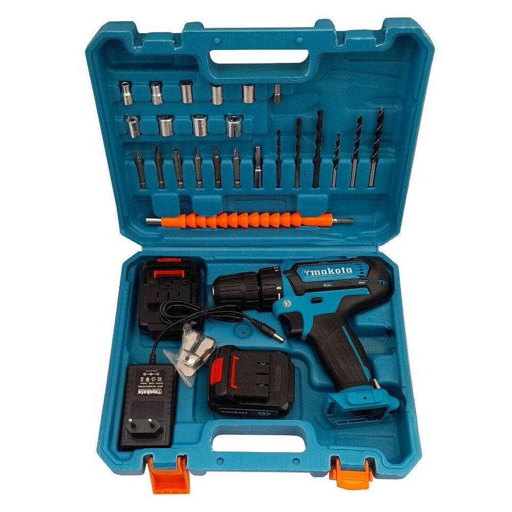 Trade Shop - Trapano Avvitatore A Doppia Batteria Litio 18v 2ah Valigia 24 Accessori Tm331d -