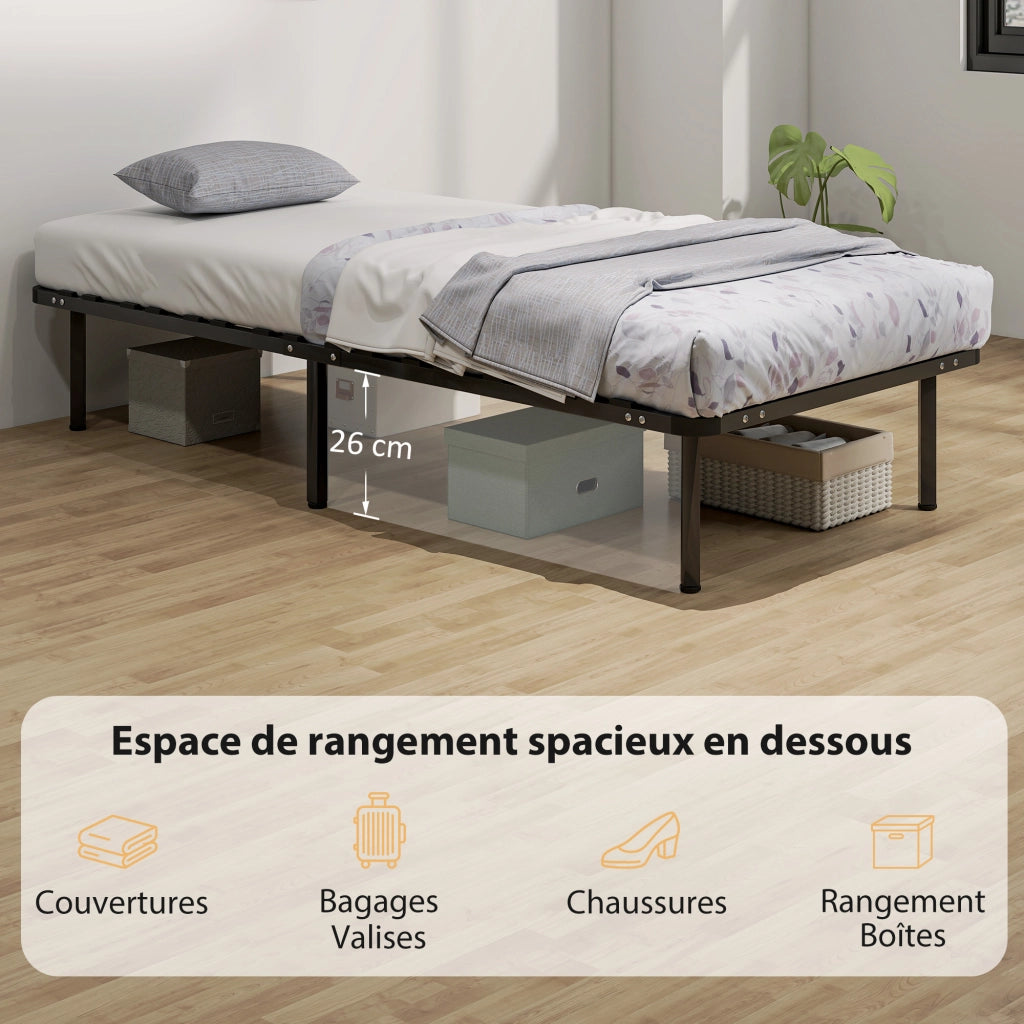 Letto singolo con rete a doghe e contenitore ¨C Minimal ¨C 90x190 cm nero