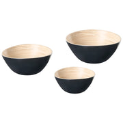 Set di 3 ciotole decorative in bambù nero fatte a mano di varie dimensioni