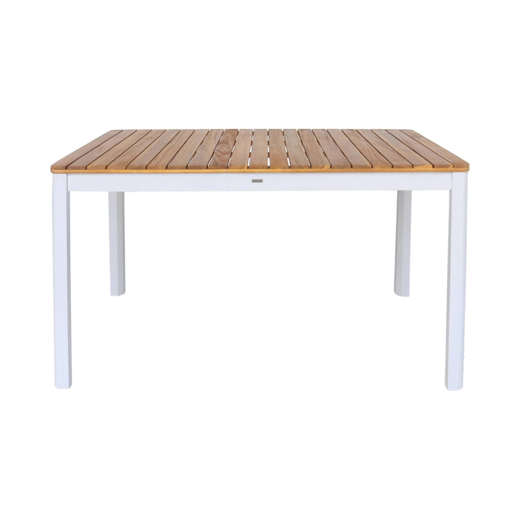 Set tavolo da giardino in acacia con angoli arrotondati con 6 sedie,