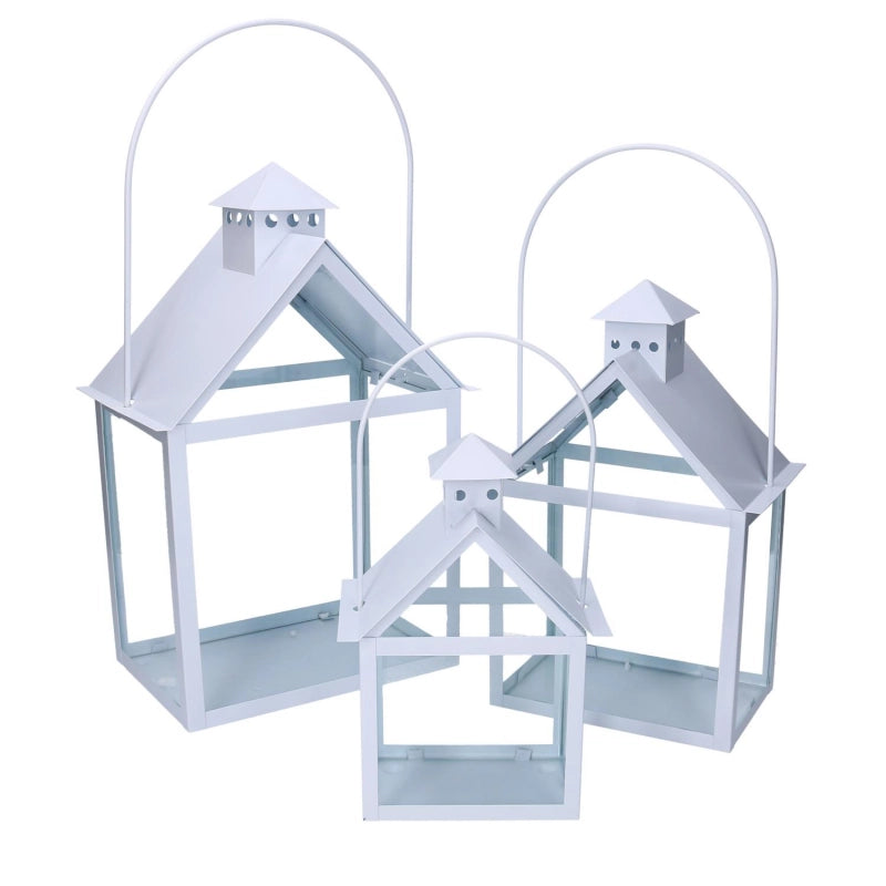 Lanterna metallo 1-3 bianco cm 27x18,2h41/51
