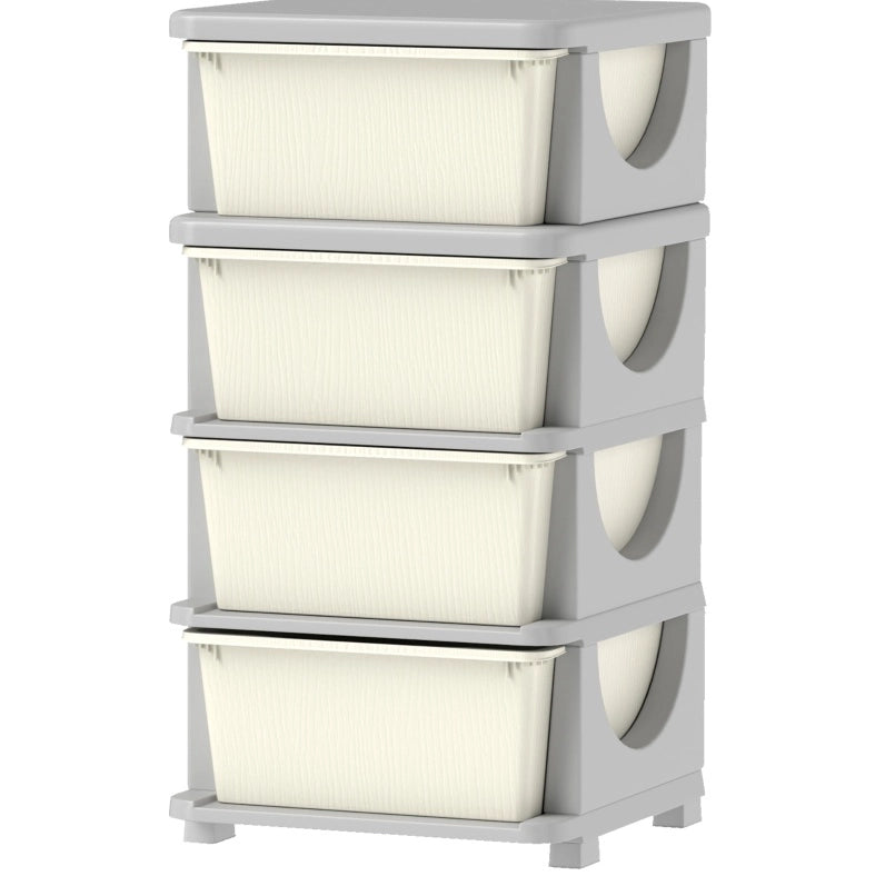 mobile contenitore per bambini 37x37x76 cm bianco – 4 cassetti, seduta, plastica