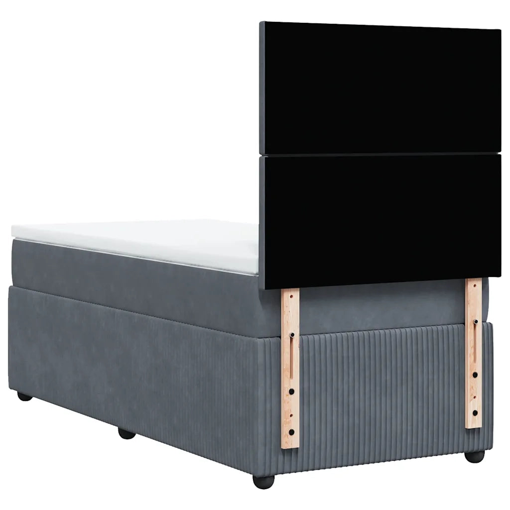 Giroletto a Molle con Materasso Grigio Scuro 80x200 cm Velluto