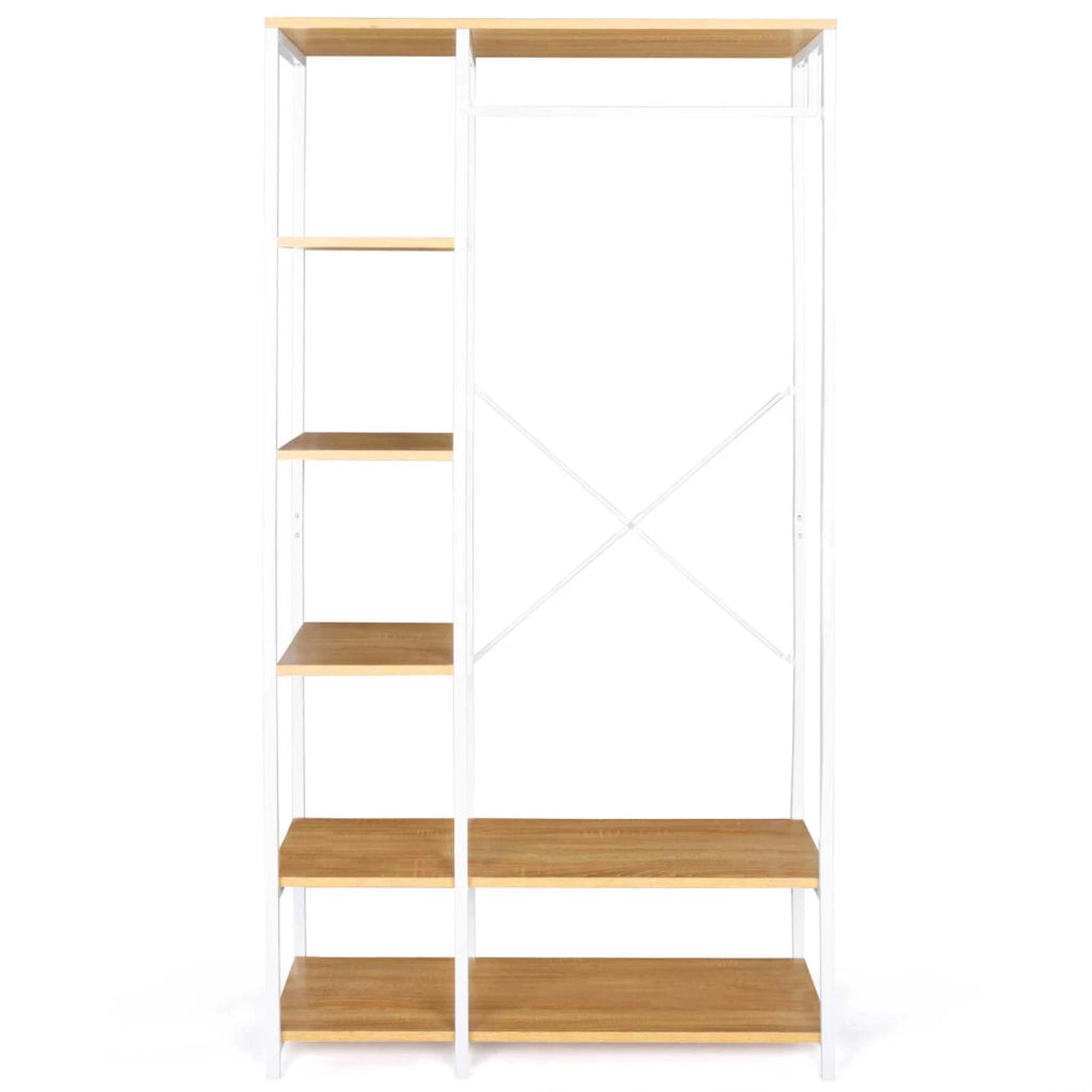 IDMarket - Armadio con ripiani L. 90 cm DETROIT design industriale legno e metallo bianco