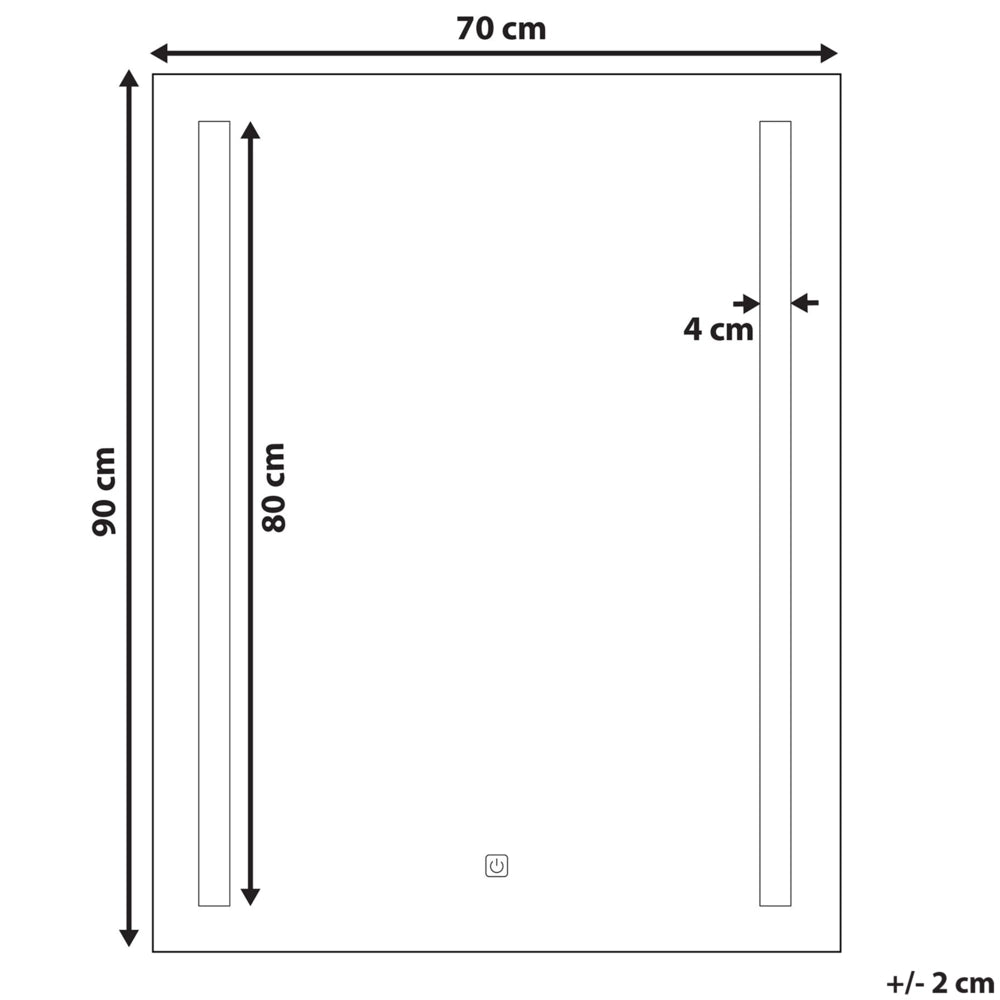 Specchio da parete a LED sospeso 70 x 90 cm rettangolare moderno vintage vanity bagno trucco camera da letto