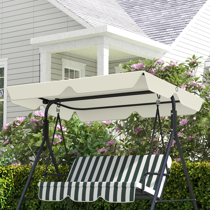 Tetto di Ricambio per Dondolo 3 Posti 210x145 cm Impermeabile in Tessuto Oxford Bianco Crema