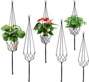 Confezione da 6 pendenti a macramé, neri, supporto per piante a macramé, pendente di corda di cotone (60/80/100 cm), pendente di corda di cotone per piante, hanger per piante boho per giardino, balcone (nero)